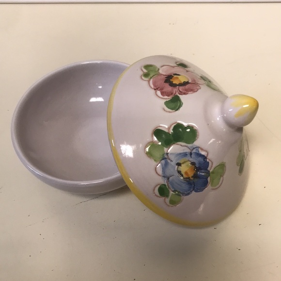 Vintage Italian Hand Painted Pottery Trinket Dish w/Lid - Picture 2 of 6